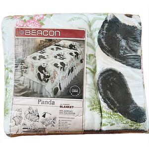 Vintage Beacon Panda Blanket twin/full New  72 x 90” old stock